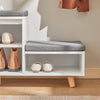 SoBuy FSR125-WN Banc de Rangement Banc à Chaussures avec Coussins Rembourrés Meuble Bas Entrée sur Pieds avec 1 Porte Coulissante et 3 Compartiments pour Entrée, Salon, Chambre à Coucher 101x35x46 cm
