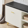 SoBuy FSR132-W Banc à Chaussures, Armoire à Chaussures 2 Abattants avec 2 Compartiments Ouvert et Coussin Assise en PU