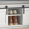 SoBuy FSR133-W Meuble Chaussures Banc à Chaussures avec 6 Compartiments - Porte de Grange Coulissante et Banc de Rangement - Meuble d'Entrée, Capacité 200kg pour Entrée, Chambre, Salon, 120x35x45cm