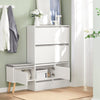 SoBuy FSR134-W Meuble à Chaussures, Armoire à Chaussures avec 1 Banc de Rangement Amovible sur Pieds, Meuble d'entrée avec 2 Abattants, 2 Portes, 2 Tiroirs et Coussin Assisse - (124-92) x 24 x 126 cm
