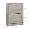 SoBuy FSR137-HG Meuble à Chaussures Armoire à Chaussures Commode à Chaussures Meuble d'entrée avec 2 Abattants, Gris, Effet Bois,