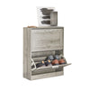 SoBuy FSR137-HG Meuble à Chaussures Armoire à Chaussures Commode à Chaussures Meuble d'entrée avec 2 Abattants, Gris, Effet Bois,