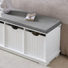 SoBuy FSR30-W Banc à Chaussures Meuble d'Entrée avec 3 Paniers Amovibles et Coussin Confortable Banc de Rangement Multifonction pour Chaussures Jouets pour Salon et Entrée - MDF, Blanc, 100x36x46cm