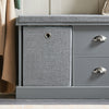 SoBuy FSR66-DG Banc de Rangement avec Coussin Rembourré, 2 Tiroirs et 2 Paniers Meuble Bas Entrée Commode à Chaussure Banquette Confortable