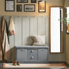 SoBuy FSR66-DG Banc de Rangement avec Coussin Rembourré, 2 Tiroirs et 2 Paniers Meuble Bas Entrée Commode à Chaussure Banquette Confortable