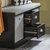 SoBuy FSR66-SCH Banc de Rangement avec Coussin Rembourré, 2 Tiroirs et 2 Paniers Meuble Bas Entrée Commode à Chaussure Banquette