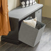 SoBuy FSR66-SCH Banc de Rangement avec Coussin Rembourré, 2 Tiroirs et 2 Paniers Meuble Bas Entrée Commode à Chaussure Banquette