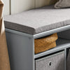 SoBuy FSR67-DG Banc de Rangement avec Coussin Rembourré, 2 Compartiments et 3 Paniers Meuble Bas Entrée