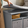 SoBuy FSR67-DG Banc de Rangement avec Coussin Rembourré, 2 Compartiments et 3 Paniers Meuble Bas Entrée