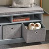 SoBuy FSR67-DG Banc de Rangement avec Coussin Rembourré, 2 Compartiments et 3 Paniers Meuble Bas Entrée