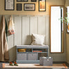 SoBuy FSR67-DG Banc de Rangement avec Coussin Rembourré, 2 Compartiments et 3 Paniers Meuble Bas Entrée