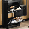 SoBuy FSR78-SCH Meuble Chaussure Rangement Chaussure avec 2 Abattants, Armoire à Chaussures Entrée, Meuble à Chaussures, Range Chaussures 8 Paires, pour Couloir, Entrée, 54x24x83 cm, Noir