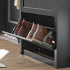 SoBuy FSR87-SCH Meuble de Rangement à Chaussures Armoire à Chaussures Commode à Chaussures 2 abattants et Compartiment
