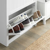 SoBuy FSR87-W Meuble de Rangement à Chaussures Armoire à Chaussures Commode à Chaussures 2 abattants et Compartiment supplémentaire 80x24x110 cm