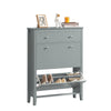 SoBuy FSR89-HG Meuble Chaussure Entrée à Abattants et Tiroir – Armoire à Chaussures Fine Rangement Chaussures Gris 80x25x108 cm, Grande Capacité, Design Compact