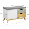 SoBuy FSR92-W Banc de Rangement Meuble d'entrée Banquette Confortable avec Coussin Rembourré, 2 Tiroirs et 1 Porte