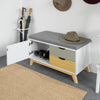 SoBuy FSR92-W Banc de Rangement Meuble d'entrée Banquette Confortable avec Coussin Rembourré, 2 Tiroirs et 1 Porte