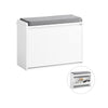 SoBuy FSR98-W Banc Chaussures Entrée Meuble Chaussure avec Assise Coussin Rembourré et Abattant - Meuble de Rangement Chaussures, L62 x P26 x H45 cm - Capacité de Charge 150 kg, Blanc