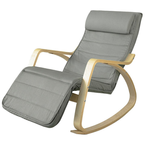 SoBuy FST16-DG Fauteuil à Bascule avec Repose-Pied Rocking Chair Fauteuil Relax