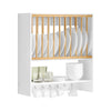SoBuy KCR09-W Porte-Assiettes Murale Meuble de Rangement d'Assiettes Mural Etagère à Epices Etagere Murale pour Rangement Cuisine - avec 1 étagère supplémentaire et 7 Crochets, 64x24x71 cm