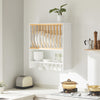 SoBuy KCR09-W Porte-Assiettes Murale Meuble de Rangement d'Assiettes Mural Etagère à Epices Etagere Murale pour Rangement Cuisine - avec 1 étagère supplémentaire et 7 Crochets, 64x24x71 cm
