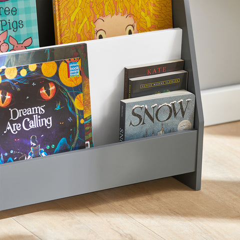 SoBuy KMB32-HG Étagère à livres pour enfants avec 4 compartiments de rangement pour les livres Gris