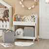 SoBuy KMB53-W Étagère de Rangement Roulantes, Bibliothèque pour Enfants, Étagère à Livres, Armoire à Jouets avec 1 Étagère, 2 Paniers et 4 roulettes |Prévente