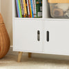 SoBuy KMB58-W Bibliothèque Enfant Étagère de Rangement pour Livres et Jouets Étagère à Livres Armoire Meuble de Rangement sur Pieds avec 1 Regard de Château, 2 Compartiments et 2 Portes, 63x30x103 cm