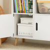 SoBuy KMB58-W Bibliothèque Enfant Étagère de Rangement pour Livres et Jouets Étagère à Livres Armoire Meuble de Rangement sur Pieds avec 1 Regard de Château, 2 Compartiments et 2 Portes, 63x30x103 cm