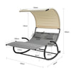 SoBuy OGS50-HG Double Chaise Longue, Transat à Bascule 2 Places,avec Toit Pare-soleil, Dossier et Coussin