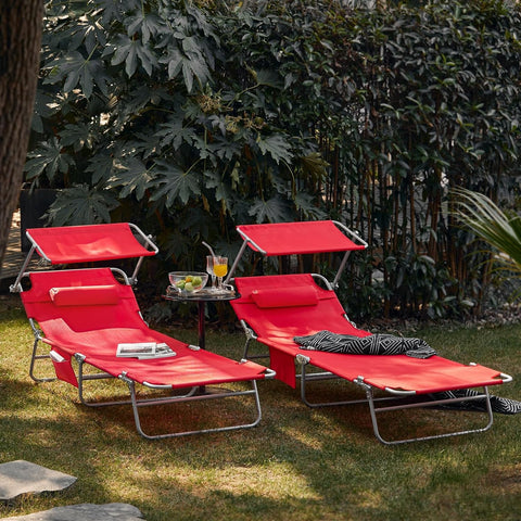 SoBuy OGS48-Rx2 Lot de 2 Chaise Longue Bain de Soleil Transat de Relaxation Pliable et Réglable