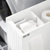 SoBuy BZR111-W Armoire WC Toilettes Compact, Meuble de Rangement Salle de Bain Étroit sur Roulettes, Support Papier Toilette