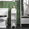 SoBuy BZR117-W Armoire WC Toilettes, Meuble Étroit Salle de Bain sur Roulettes, Support Papier Toilette avec 2 Portes Coulissantes en Verre