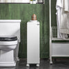 SoBuy BZR119-W Armoire WC Toilettes Compact Roulante, Meuble de Rangement Salle de Bain Étroit sur roulettes, Support Papier Toilette