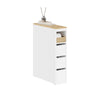 SoBuy BZR54-K-W Meuble WC Rangement, Meuble Salle de Bain 20cm avec 3 Tiroirs, Petit Armoire Salle de Bain Rangement, Etagere WC Mobile pour Toilette et Cuisine, Blanc, 60x20x82,3cm