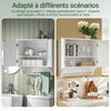 SoBuy BZR84-W Meuble Salle de Bain Suspendu Armoire Murale Blanc 60 x 30 x 60 cm, Meuble Haut Salle de Bain avec Étagères Réglables, Rangement pour WC et Toiles, Solution Pratique pour Petits Espaces