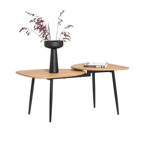 SoBuy FBT127-N Table Basse Table de Salon, Meuble de Salon Design, Structure en métal avec 2 Plateaux