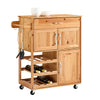 SoBuy FKW45-N Meuble Cuisine à roulettes en Bois Massif avec Plan de Travail Desserte Cuisine avec Range-Bouteilles, îlot Central Compact pour Cuisine, Salle à Manger et extérieur Naturel 66×38×86 cm