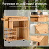 SoBuy FKW45-N Meuble Cuisine à roulettes en Bois Massif avec Plan de Travail Desserte Cuisine avec Range-Bouteilles, îlot Central Compact pour Cuisine, Salle à Manger et extérieur Naturel 66×38×86 cm