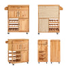 SoBuy FKW45-N Meuble Cuisine à roulettes en Bois Massif avec Plan de Travail Desserte Cuisine avec Range-Bouteilles, îlot Central Compact pour Cuisine, Salle à Manger et extérieur Naturel 66×38×86 cm