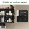 SoBuy FRG231-L-SCH Meuble Haut Salle de Bain Suspendu Armoire Murale avec Étagère Réglable et Porte Rangement Mural Compact pour Salle de Bain, WC ou Cuisine Noir 90x30x60 cm