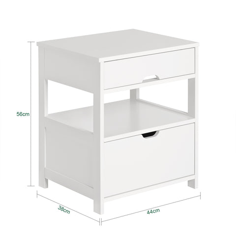 SoBuy FRG258-W Table de Chevet Bout de Canapé Table d'Appoint avec 2 tiroirs et 1 étagère de rangement