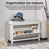 SoBuy FSR161-W Banc à Chaussures Rembourré – Meuble Chaussure Entrée avec Abattant Réglable et Coussin Confortable – Banc Rangement Chaussures pour Entrée – Blanc Vintage 80x30x50cm 150kg