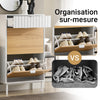 SoBuy FSR174-WN Meuble Chaussure, Rangement Chaussure, Meuble d'Entrée, Commode à Chaussures avec 2 Abattants et 1 Tiroir