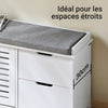 SoBuy FSR185-W Banc de Rangement, Meuble d'Entrée, Commode à Chaussure, Banquette avec Coussin Rembourré 1 Abattant et 2 Tiroir