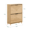 SoBuy FSR200-II-N Meuble à Chaussures Entrée Meuble de Rangement à 2 Abattants, Design Système Anti-Basculement,jusqu'à Taille EU 47, Meuble Chaussures pour 8 Paires, Bois Clair, 60 x 24 x 83 cm