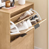 SoBuy FSR200-II-N Meuble à Chaussures Entrée Meuble de Rangement à 2 Abattants, Design Système Anti-Basculement,jusqu'à Taille EU 47, Meuble Chaussures pour 8 Paires, Bois Clair, 60 x 24 x 83 cm