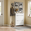 SoBuy FSR207-W Meuble à Chaussures Blanc, Rangement Chaussures Entrée, Tiroir et 2 Portes Battantes, Design Compact, Facilité d'Installation, MDF, Meuble Rangement Multi-Fonctionnel, 80x19x107 cm