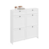 Prévente SoBuy FSR208-W Meuble à Chaussures Entrée, Meuble Chaussures avec 2 Tiroirs et 4 Portes Rabattables, Rangement Pratique pour 12 Paires de Chaussures, Blanc, MDF E1