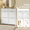 Prévente SoBuy FSR208-W Meuble à Chaussures Entrée, Meuble Chaussures avec 2 Tiroirs et 4 Portes Rabattables, Rangement Pratique pour 12 Paires de Chaussures, Blanc, MDF E1